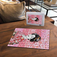 Japanese Geisha Cherry Blossom Puzzle Pink Palaka Hawaii Pattern Fusion Design