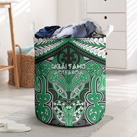 Aotearoa Iwi Ngai Tahu Laundry Basket Maori Kowhaiwhai Pattern LT19 Green - Polynesian Pride