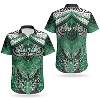 Aotearoa Iwi Ngai Tahu Personalised Couples Matching Off The Shoulder Long Sleeve Dress and Hawaiian Shirt Maori Kowhaiwhai Pattern LT19 - Polynesian Pride