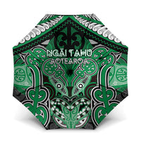 Aotearoa Iwi Ngai Tahu Umbrella Maori Kowhaiwhai Pattern LT19 One Size Folded 11.42 inch Opened Diameter 37.4 inch Green - Polynesian Pride