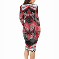 Aotearoa Iwi Te Arawa Personalised Long Sleeve Bodycon Dress Maori Kowhaiwhai Pattern