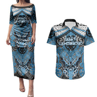 Aotearoa Iwi Ngati Kahungunu Personalised Couples Matching Puletasi and Hawaiian Shirt Maori Kowhaiwhai Pattern
