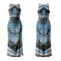 Aotearoa Iwi Ngati Kahungunu Personalised Couples Matching Tank Maxi Dress and Long Sleeve Button Shirt Maori Kowhaiwhai Pattern