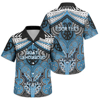 Aotearoa Iwi Ngati Kahungunu Personalised Family Matching Off The Shoulder Long Sleeve Dress and Hawaiian Shirt Maori Kowhaiwhai Pattern