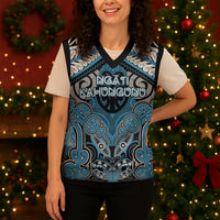Aotearoa Iwi Ngati Kahungunu Personalised Christmas Knitted V-Neck Vest Maori Kowhaiwhai Pattern