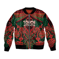 Aotearoa Iwi Tuhoe Personalised Sleeve Zip Bomber Jacket Maori Kowhaiwhai Pattern