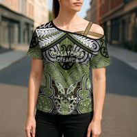 Aotearoa Iwi Whakatohea Personalised Cross Shoulder Shirt Maori Kowhaiwhai Pattern