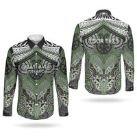Aotearoa Iwi Ngati Awa Personalised Couples Matching Off The Shoulder Long Sleeve Dress and Long Sleeve Button Shirt Maori Kowhaiwhai Pattern