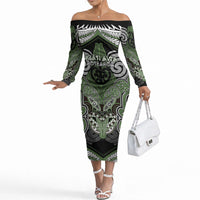 Aotearoa Iwi Ngati Awa Personalised Off The Shoulder Long Sleeve Dress Maori Kowhaiwhai Pattern