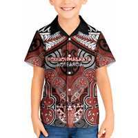 Aotearoa Iwi Rongowhakaata Personalised Kid Hawaiian Shirt Maori Kowhaiwhai Pattern