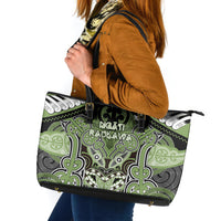 Aotearoa Iwi Ngati Raukawa Leather Tote Bag Maori Kowhaiwhai Pattern