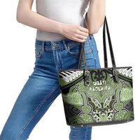 Aotearoa Iwi Ngati Raukawa Leather Tote Bag Maori Kowhaiwhai Pattern