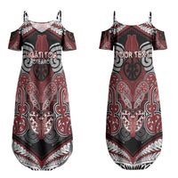 Aotearoa Iwi Ngati Toa Personalised Couples Matching Summer Maxi Dress and Long Sleeve Button Shirt Maori Kowhaiwhai Pattern