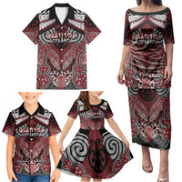 Aotearoa Iwi Ngati Toa Personalised Family Matching Puletasi and Hawaiian Shirt Maori Kowhaiwhai Pattern