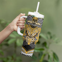 Aotearoa Iwi Ngati Tama Personalised Tumbler With Handle Maori Kowhaiwhai Pattern