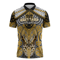 Aotearoa Iwi Ngati Tama Personalised Zipper Polo Shirt Maori Kowhaiwhai Pattern
