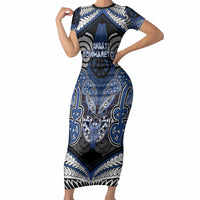 Aotearoa Iwi Ngati Tuwharetoa Personalised Short Sleeve Bodycon Dress Maori Kowhaiwhai Pattern