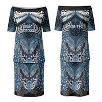Aotearoa Iwi Ngati Mutunga Personalised Couples Matching Puletasi and Long Sleeve Button Shirt Maori Kowhaiwhai Pattern