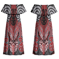 Aotearoa Iwi Te Ati Awa Personalised Couples Matching Off Shoulder Maxi Dress and Hawaiian Shirt Maori Kowhaiwhai Pattern