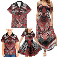 Aotearoa Iwi Te Ati Awa Personalised Family Matching Summer Maxi Dress and Hawaiian Shirt Maori Kowhaiwhai Pattern