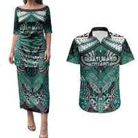 Aotearoa Iwi Ngati Maru Personalised Couples Matching Puletasi and Hawaiian Shirt Maori Kowhaiwhai Pattern