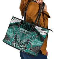 Aotearoa Iwi Ngati Maru Leather Tote Bag Maori Kowhaiwhai Pattern