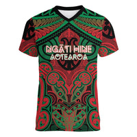Aotearoa Iwi Ngati Hine Personalised Women V-Neck T-Shirt Maori Kowhaiwhai Pattern