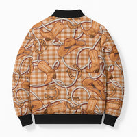Brown Hawaii Palaka Cowboy Bomber Puffer Jacket Hawaiian Paniolo Festival Spirit LT19 - Polynesian Pride