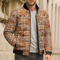 Brown Hawaii Palaka Cowboy Bomber Puffer Jacket Hawaiian Paniolo Festival Spirit LT19 - Polynesian Pride