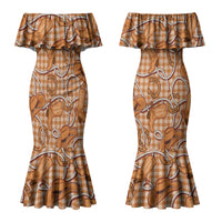 Brown Hawaii Palaka Cowboy Couples Matching Mermaid Dress and Hawaiian Shirt Hawaiian Paniolo Festival Spirit LT19 - Polynesian Pride
