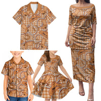 Brown Hawaii Palaka Cowboy Family Matching Puletasi and Hawaiian Shirt Hawaiian Paniolo Festival Spirit LT19 - Polynesian Pride