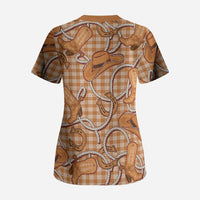 Brown Hawaii Palaka Cowboy Scrub Top Hawaiian Paniolo Festival Spirit LT19 - Polynesian Pride