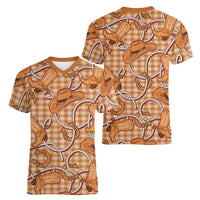 Brown Hawaii Palaka Cowboy Women V-Neck T-Shirt Hawaiian Paniolo Festival Spirit LT19 - Polynesian Pride