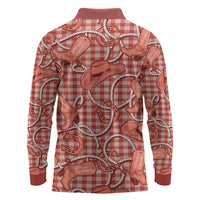 Red Hawaii Palaka Cowboy Long Sleeve Polo Shirt Hawaiian Paniolo Festival Spirit LT19 - Polynesian Pride