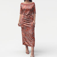 Red Hawaii Palaka Cowboy Puletasi Hawaiian Paniolo Festival Spirit LT19 Long Dress Red - Polynesian Pride