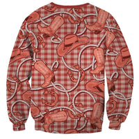 Red Hawaii Palaka Cowboy Sweatshirt Hawaiian Paniolo Festival Spirit LT19 - Polynesian Pride