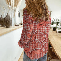 Red Hawaii Palaka Cowboy Women Casual Shirt Hawaiian Paniolo Festival Spirit LT19 - Polynesian Pride