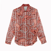 Red Hawaii Palaka Cowboy Women Casual Shirt Hawaiian Paniolo Festival Spirit LT19 - Polynesian Pride