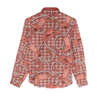 Red Hawaii Palaka Cowboy Women Casual Shirt Hawaiian Paniolo Festival Spirit LT19 - Polynesian Pride