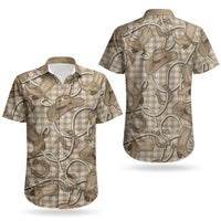 Beige Hawaii Palaka Cowboy Couples Matching Long Sleeve Bodycon Dress and Hawaiian Shirt Hawaiian Paniolo Festival Spirit LT19 - Polynesian Pride