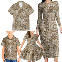 Beige Hawaii Palaka Cowboy Family Matching Long Sleeve Bodycon Dress and Hawaiian Shirt Hawaiian Paniolo Festival Spirit LT19 - Polynesian Pride