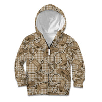 Beige Hawaii Palaka Cowboy Kid Hoodie Hawaiian Paniolo Festival Spirit LT19 Zip Hoodie Beige - Polynesian Pride