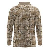 Beige Hawaii Palaka Cowboy Long Sleeve Polo Shirt Hawaiian Paniolo Festival Spirit LT19 - Polynesian Pride