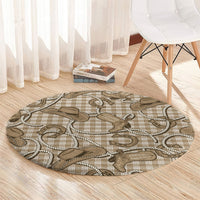 Beige Hawaii Palaka Cowboy Round Carpet Hawaiian Paniolo Festival Spirit LT19 - Polynesian Pride
