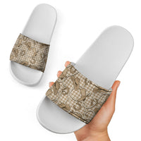 Beige Hawaii Palaka Cowboy Slide Sandals Hawaiian Paniolo Festival Spirit LT19 - Polynesian Pride