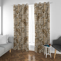 Beige Hawaii Palaka Cowboy Window Curtain Hawaiian Paniolo Festival Spirit LT19 With Grommets Beige - Polynesian Pride