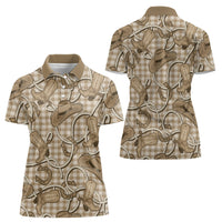 Beige Hawaii Palaka Cowboy Women Polo Shirt Hawaiian Paniolo Festival Spirit LT19 - Polynesian Pride