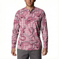 Pink Hawaii Palaka Cowboy Button Sweatshirt Hawaiian Paniolo Festival Spirit LT19 - Polynesian Pride