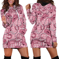 Pink Hawaii Palaka Cowboy Hoodie Dress Hawaiian Paniolo Festival Spirit LT19 - Polynesian Pride