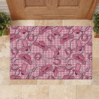 Pink Hawaii Palaka Cowboy Rubber Doormat Hawaiian Paniolo Festival Spirit LT19 Pink - Polynesian Pride